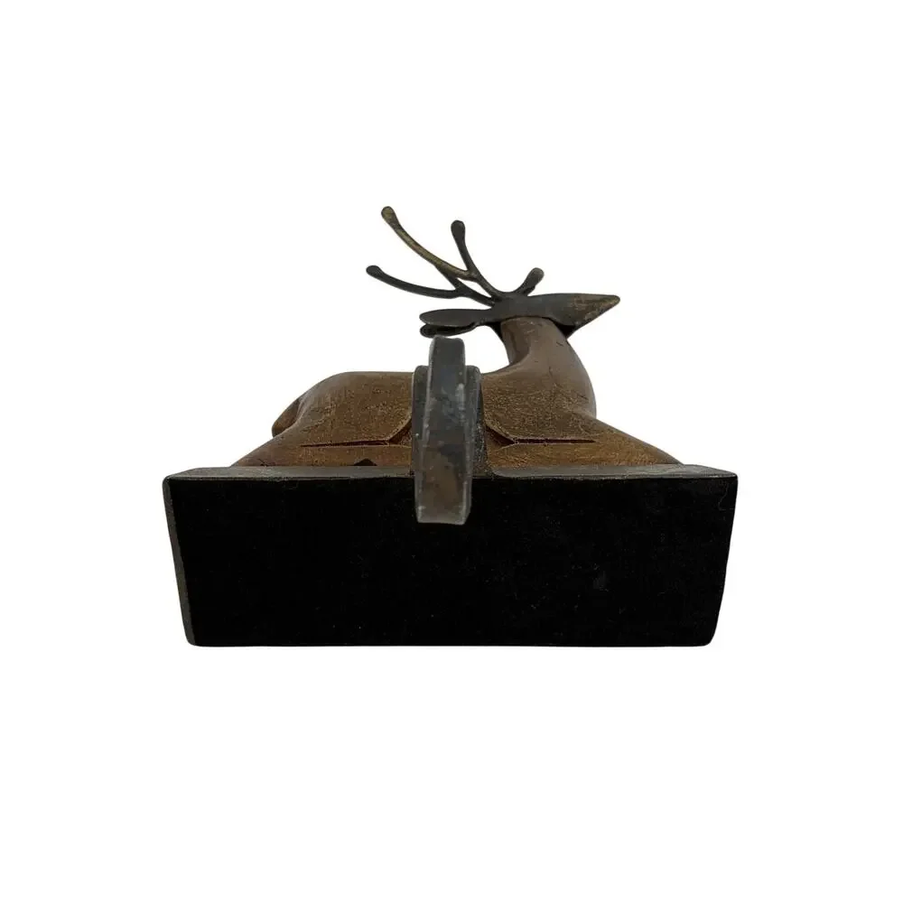 Pier 1 Imports Reindeer Christmas Stocking Hanger Holder Wood Metal Holiday Deer